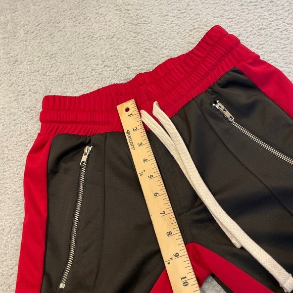 Civil Regime Track Pants Womens XS Red Black Stripe Drawstring Ankle Zip Stretch - Picture 10 of 13
